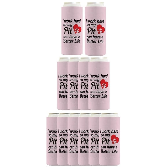 Gifts For Dog Lovers Men I Work Hard So My Pit Can Have A Better Life Heart 12-Pack Ultra Slim Can Thermocoolers
