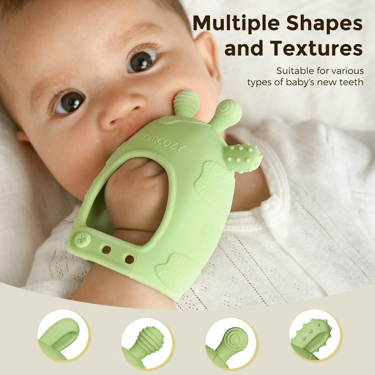 Momcozy, Silicone Baby Teether Diver & Giraffe, 2pk, Green & Pink