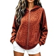 thumbnail image 3 of Women's Leopard Print Zip Up Long Sleeve Hoodie Oversized Casual Pullover With Pockets, Versatile Hooded Sweatshirt For Everyday Wear, 3 of 5