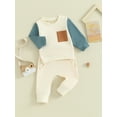 thumbnail image 4 of Baby Boys Clothing Sets 3M 6M 12M 18M 2Y Children Sweatshirt Kids Clothes Baby Contrast Color Long Sleeve Pullover Tops+ Pant Suits 2pcs, 4 of 10