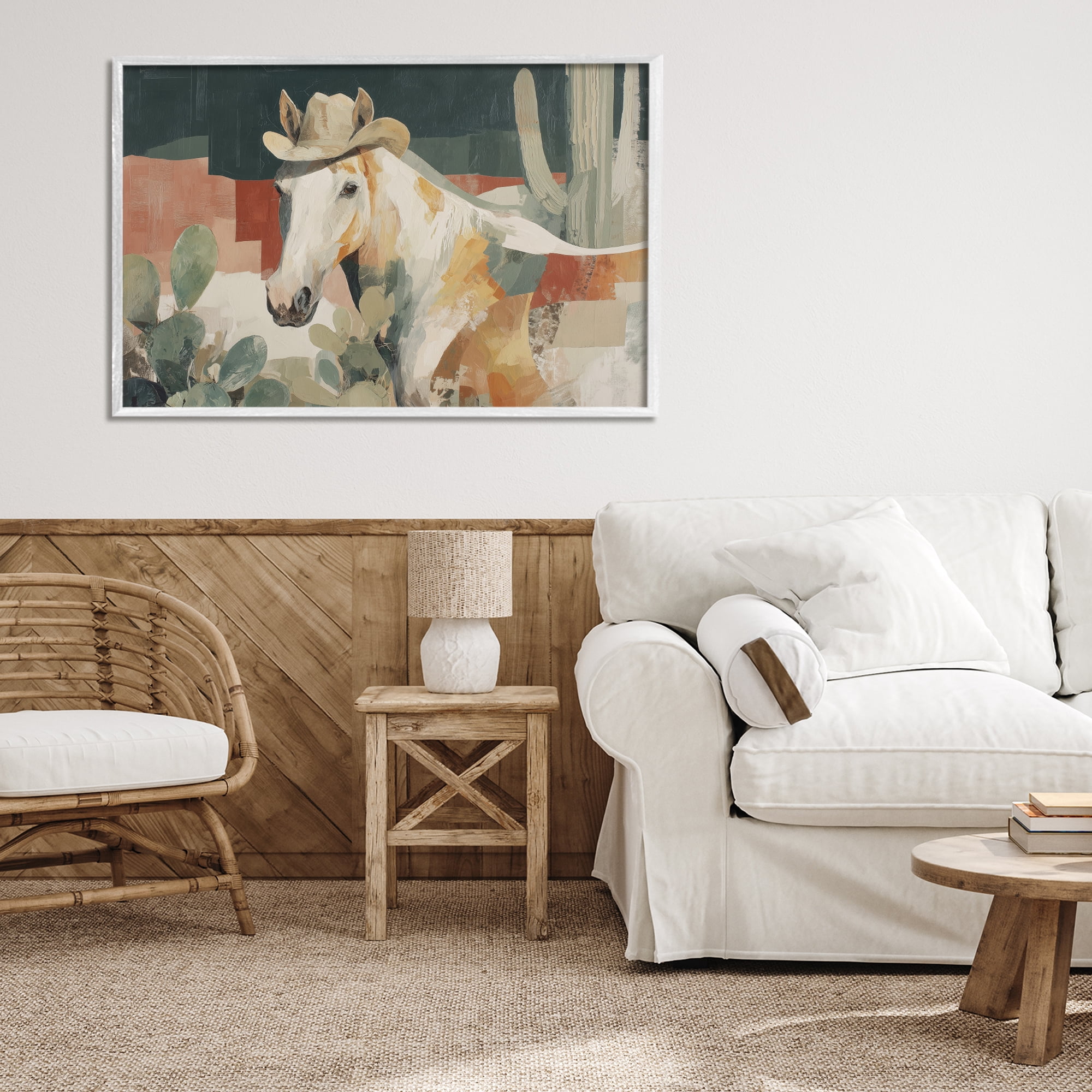 Stupell Industries Horse in Cowboy Hat White Framed Giclee Art, design by Chromatic Storm Studio