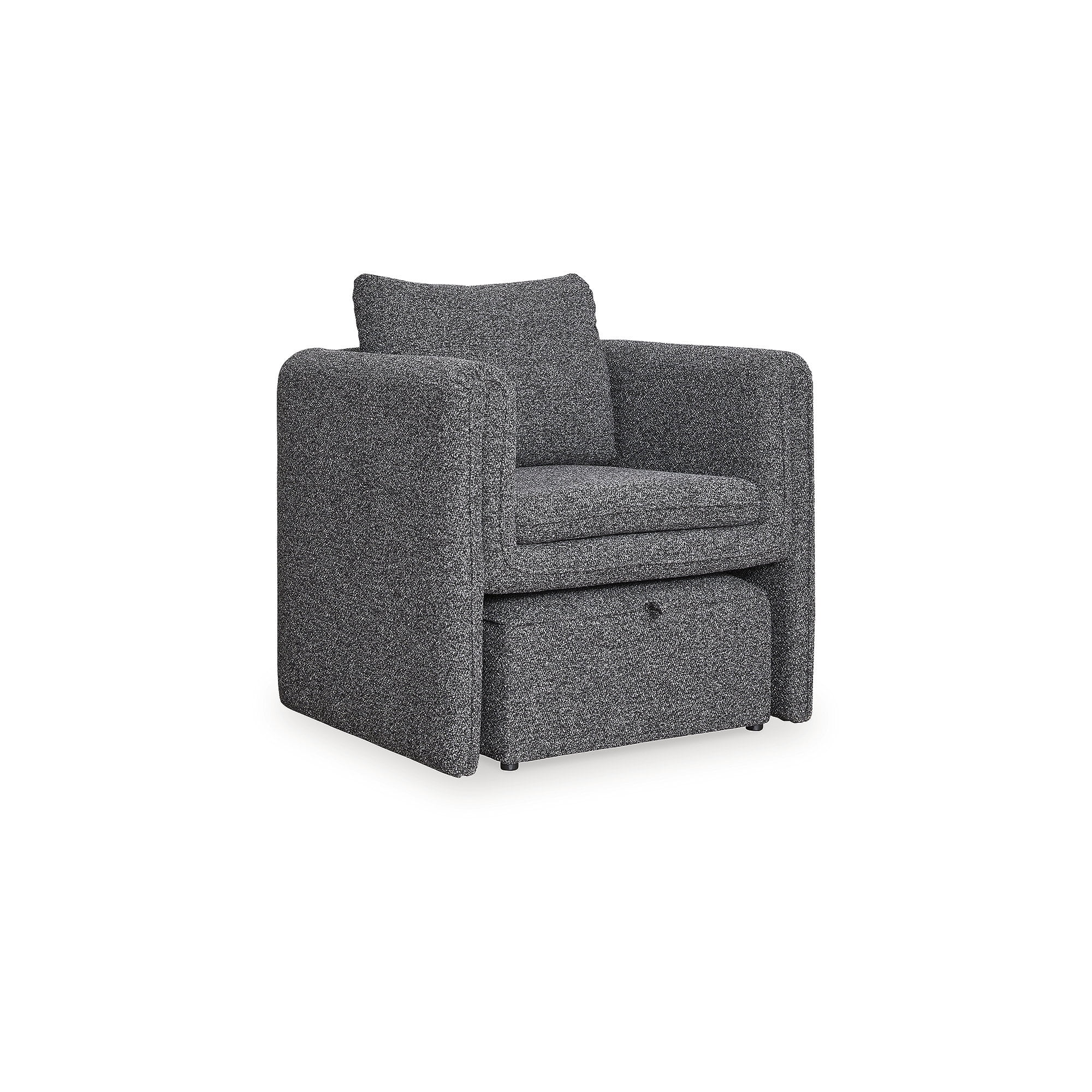 Signature Design by Ashley Vreni Accent Chair and Ottoman, Charcoal Black, Small Space Living Room Accent Seating, Polyester Upholstery