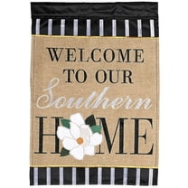 Dicksons Magnolia Garden Welcome To Our Southern Home Flower Burlap Brown 42 x 29 Polyester Outdoor Garden Flag