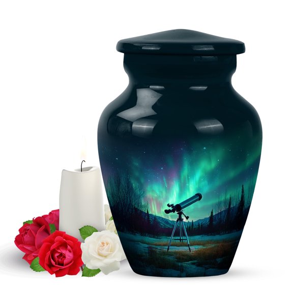 Yatskia Telescope Northern Lights Small Urns for Human Ashes Keepsake, Funeral Burial Urns for Adult Ash, Mini Urn for Ashes for Women, (Classic Pack of 1, 3 Inch)