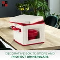 thumbnail image 3 of Holiday Dinnerware Storage Box Soup Plate Container Comes With Two Handles And Clear PVC Window For Easy Visibility, Constructed Holiday Saucer Storage Box With Lid For Safe Dishes Storing, 3 of 4
