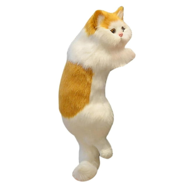 GUOOL Simulation Cat Statue Realistic Modern Pet Handicrafts Hanging y Animal White Yellow