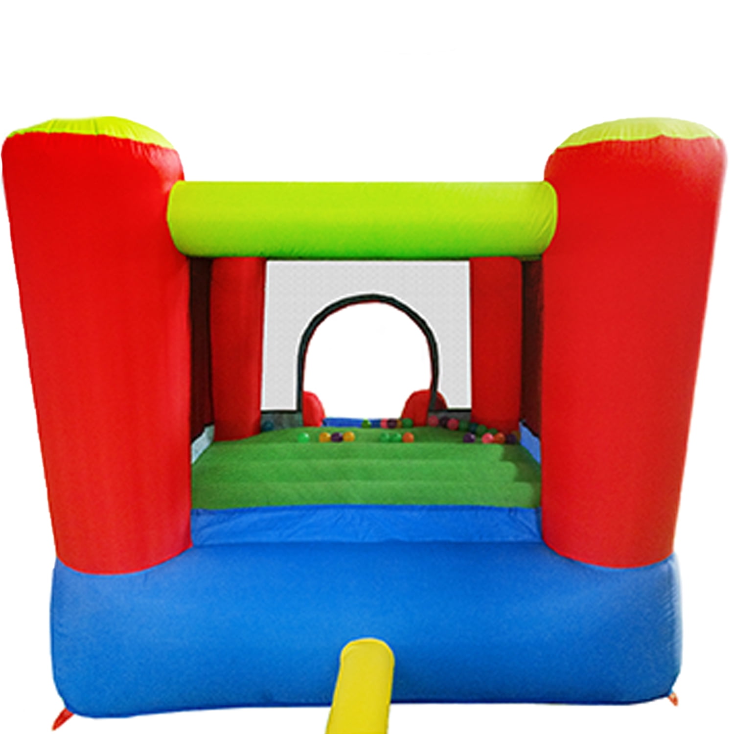 PICASSO-TILES Outdoor Inflatable Bouncer, Bouncing House, Jump & Slide Playhouse with 50 Pit Balls, 3 Sides Mesh Protection with Heavy Duty GFCI ETL Certified 385W Blower