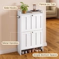 thumbnail image 4 of Asofer Shoe Cabinet with 2 Flip-Down Drawers & Open Storage – Freestanding Narrow Entryway for Hallway, Closet, Dorm, White, 4 of 10