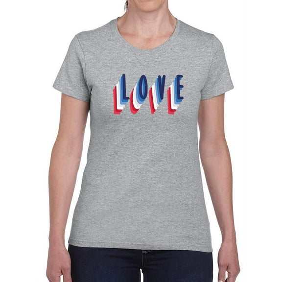 Love In American Flag Colors  Women T-Shirt, Female XX-Large