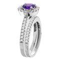 thumbnail image 3 of 10K White Gold Diamond Halo Genuine Amethyst Round 6mm 2-Piece Engagement Ring Set Floating size 6, 3 of 4