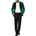 thumbnail image 2 of Chaqueta de traje de terciopelo INSPIRE CHIC para hombres, blazer de terciopelo verde con solapa en contraste para bodas y fiestas, 2 of 5