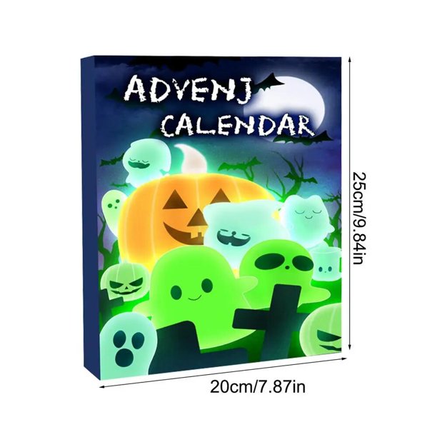 Calendario de cuenta regresiva de Navidad, decoración de fantasma luminoso, de 24 días calendario de adviento, encanto de vacaciones sorpresa festiva, 2023