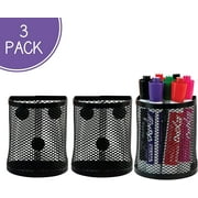 Homeries Magnetic Pen & Pencil Holder (Pack of 3) – Mesh Pen & Marker Storage Basket for Refrigerator, Office, Desk, Home, Locker, Whiteboard – Extra Strong Magnets