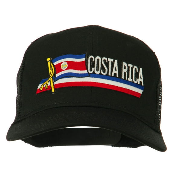 Costa Rica Flag Patched Mesh Cap - Black OSFM