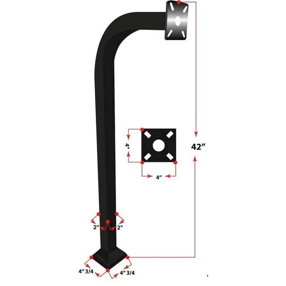 42" Pad Mount Gooseneck Steel Pedestal Card Readers, Access Control Keypads, Intercom, Telephone Entry System