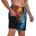 thumbnail image 2 of Balery Red And Blue Fire Lion Bañador para hombre, shorts de playa de secado rápido con entrepierna y forro de compresión-Large, 2 of 6
