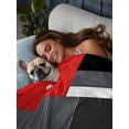 thumbnail image 3 of Red Black Grey King Size Flat Sheet, Wrinkleproof & Fadeproof Cooling Flat Bed Sheet Only, Abstract Modern Irregular Geometric Breathable Soft Bedding Top Sheets 105 x 98 Inches, 3 of 8