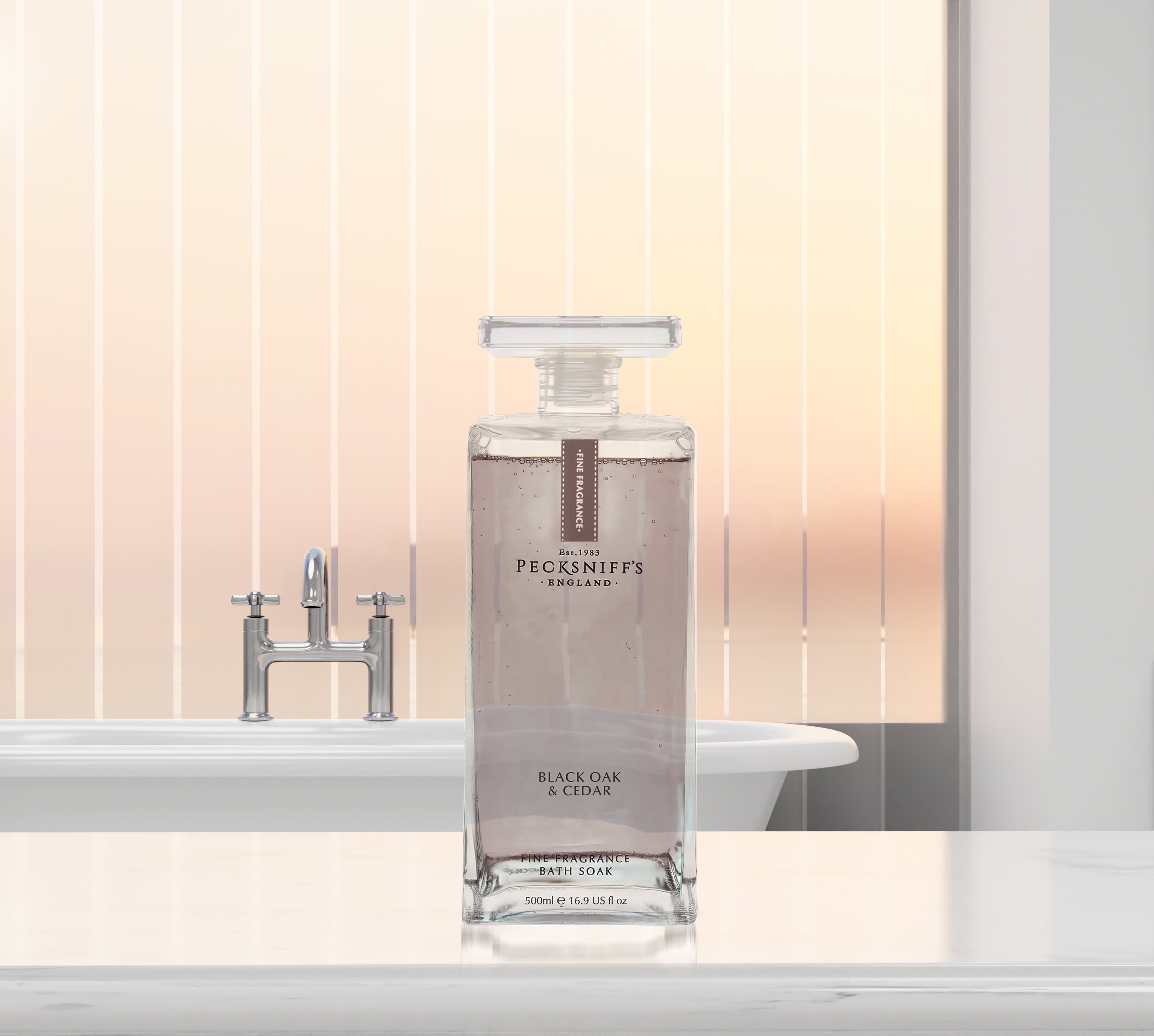 Pecksniffs Prestige Black Oak & Cedar Bath Soak Decanter | 500ml/16.9 Fl Oz