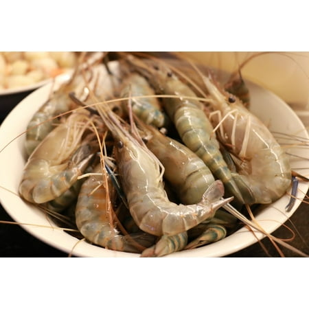 Shrimp Food - Canvas Print Raw Food Seafood Shrimp Stretched Canvas 10 x 14