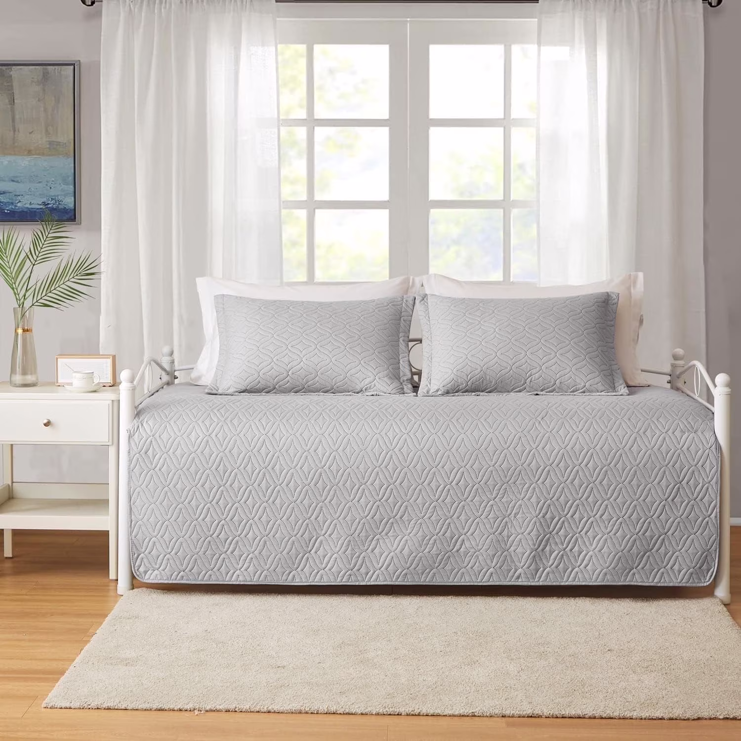 Light Gray, variant on Kebury 3 Pieces Daybed Cover Set Cozy Sofa Daybed Bedding Double Sided Quilting Bedspread Day Bed Couch Cover With 2 Standard Shams,39"x75",Light Gray