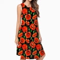 thumbnail image 2 of Red Poppies On Black Casual Sleeveless Loose Sundress Dress For Women Summer Dress Daily Woman, 2 of 4