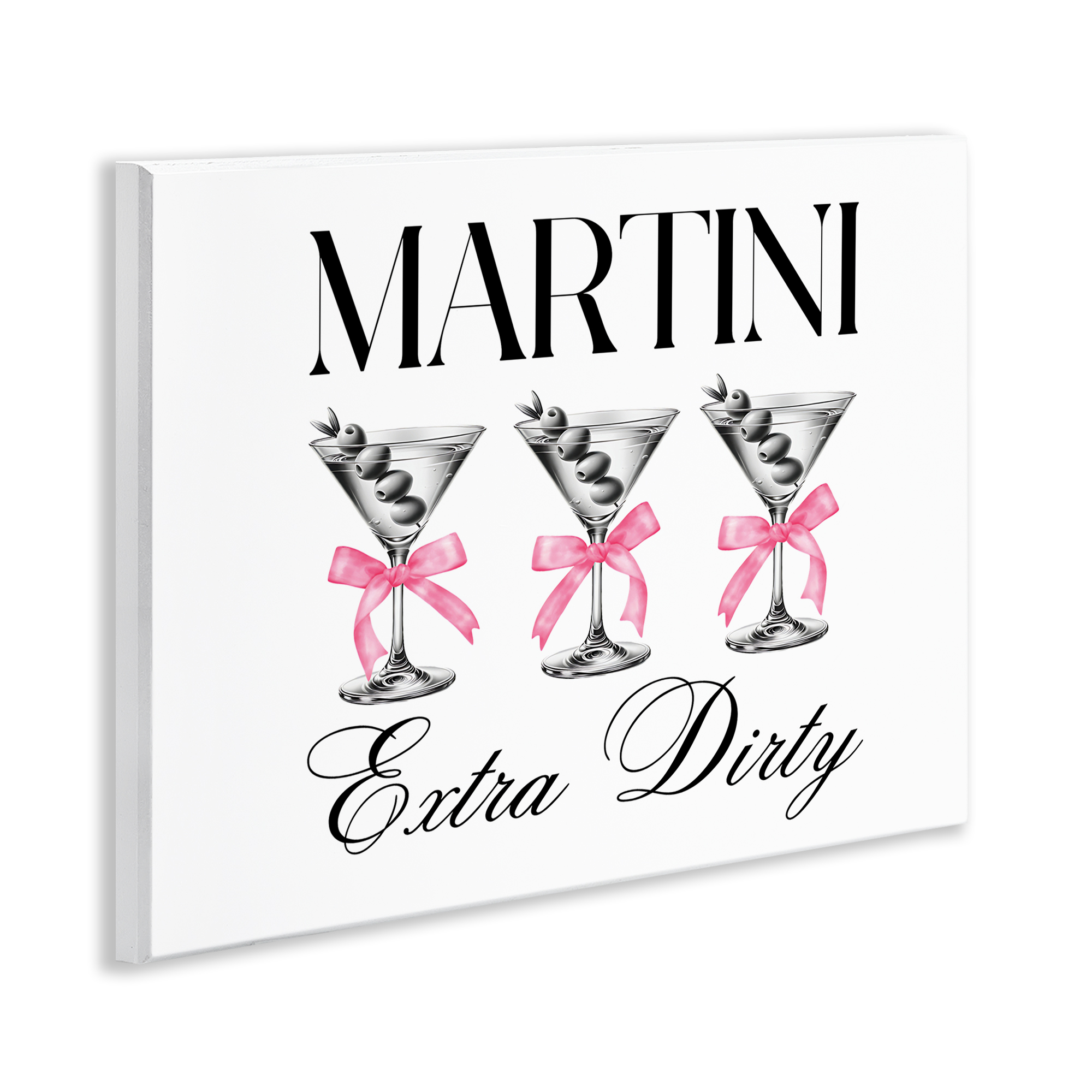 Stupell Industries Pink Ribbon Martini Trio Wall Plaque Art, design by Lettered and Lined