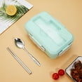 thumbnail image 1 of Ke1Clo Barley Straw Lunch Box, 21x14x7.5cm Meal Prep Container, Microwaveable Food Storage with Stainless Steel Cutlery, Portable School Work Tiffin, 1 of 6