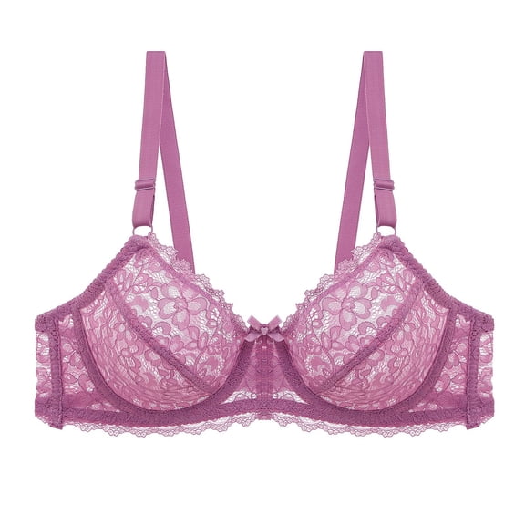 KHONTS,Women's Underwire Lace Push up Bras Supportive Lift Soft Bra Spaghetti Adjustable Strap Unlined Bralettes Pink 90C
