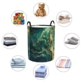 thumbnail image 4 of Sikiie Turquoise Golden Swirl Print Round Dirty Clothes Basket, Waterproof Standing Foldable Storage Basket, for Laundry Room, Bedroom, Bathroom Storage-Medium, 4 of 6