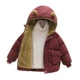 thumbnail image 2 of Odeerbi Infant Boys Girls Winter Coat Fleece Lined Quilted Puffer Jacket Thermal Padded Coats Long Sleeve Hooded Down Coat Kids Outdoor Bear Ear Outerwear Infant Clothes Red, 2 of 7