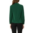thumbnail image 3 of INSPIRE CHIC Women's Point Collar Half Placket Long Sleeve Office Blouse Shirts L Dark Green, 3 of 5