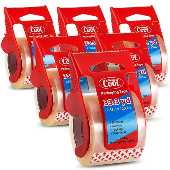 Simply Cool Clear Packing Tape with Dispenser, 1.88 x 1200 Inches/33.3 Yards Per Roll 199 Total Yards 2.36 mm