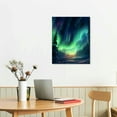 thumbnail image 2 of COMIO Northern Lights Canvas Print Norway Nature Green Aurora Borealis Poster Snow Tree Forest Landscape Painting Wall Art Modern Giclee Artwork Ready To Hang, 2 of 4