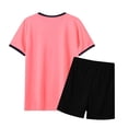 thumbnail image 4 of KPOPLK Kids Boys Athletic Shorts Set Teen 2 Piece Performance Gym Summer Outfits Basketball Football Sets 5-14Y Size 7-8 Years,Pink, 4 of 4