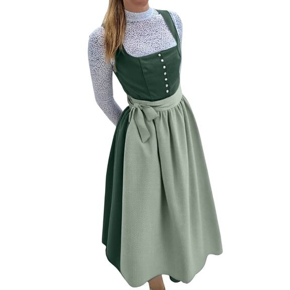 Women's German Dirndl Dress Holiday Oktoberfest Traditional Bavarian Carnival Halloween Party Outfits
