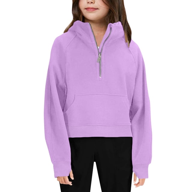 Pulls pour Filles en Bas Âge en Liquidation, Hauts à Manches Longues pour Enfants, Col Rond, Violet 130