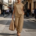 thumbnail image 2 of Zynoxe Two Piece Sets for Women Solid Color Sleeveless Drawstring Hoodies and Baggy Joggers Sweatsuit Sets Breathable Comfy Lounge Sets, 2 of 9
