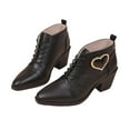 thumbnail image 4 of Roncen Women's Winter Casual Ankle Boots - Vintage Lace-Up Pointed Toe with Heart Accents Chunky High Heel Solid Color Professional Shoes, 4 of 8