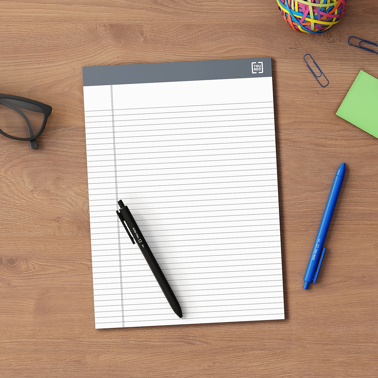 Staples TRU RED Notepads 8.5" x 11.75" Narrow Ruled White 50 Sheets/Pad 24/Carton TR59913/TR573VS
