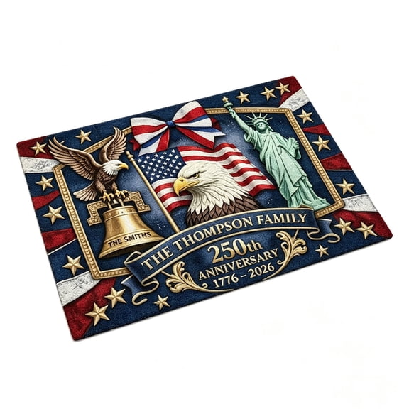 America 250th Anniversary Doormat – Patriotic Entrance Rug for Front Door, Liberty Eagle Decor, Non-Slip Outdoor Mat