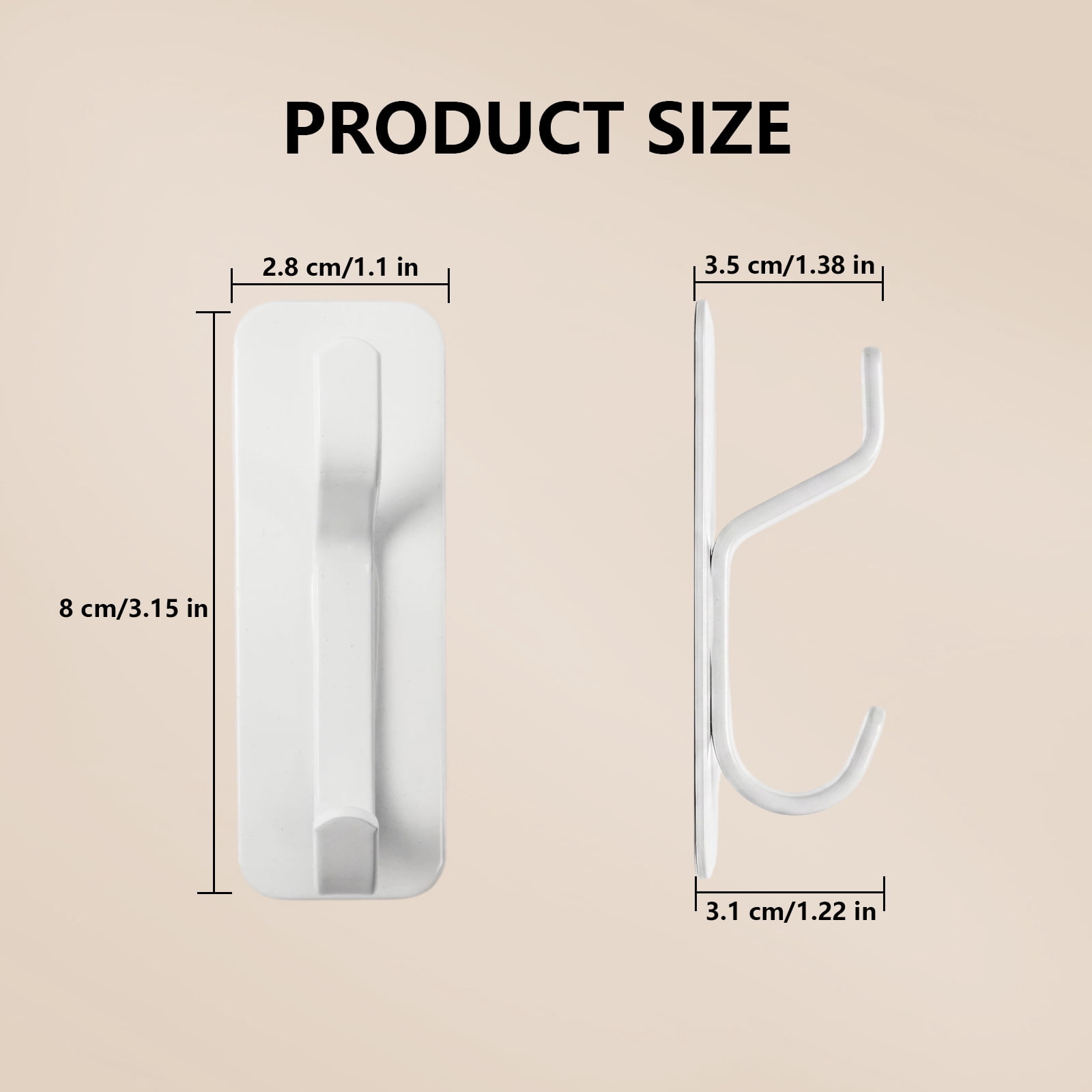 Koomade 8 Packs Coat Hook Wall Mounted Self-Adhesive Hanger, Wall Hook for Towel, Backpack, Hat, Clothes, Keys, Purse, ,for Shower Kitchen Bathroom，White