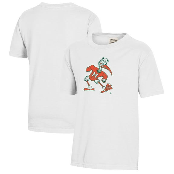 Youth  White Miami Hurricanes Logo Comfort Wash T-Shirt