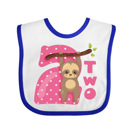 

Inktastic Pink Sloth 2nd Birthday Gift Baby Girl Bib