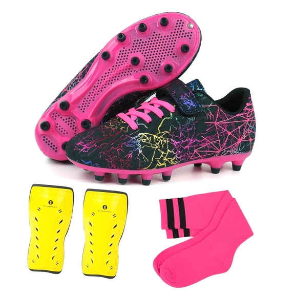 ANYWAY.GO Firm Ground Cleats for Girls with Guards and Socks