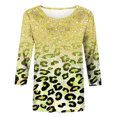 thumbnail image 5 of Pompotops T-shirt Ample à Imprimé Léopard pour Femme, Manches 3/4, Col Rond, Haut Décontracté, Liquidation, 5 of 5