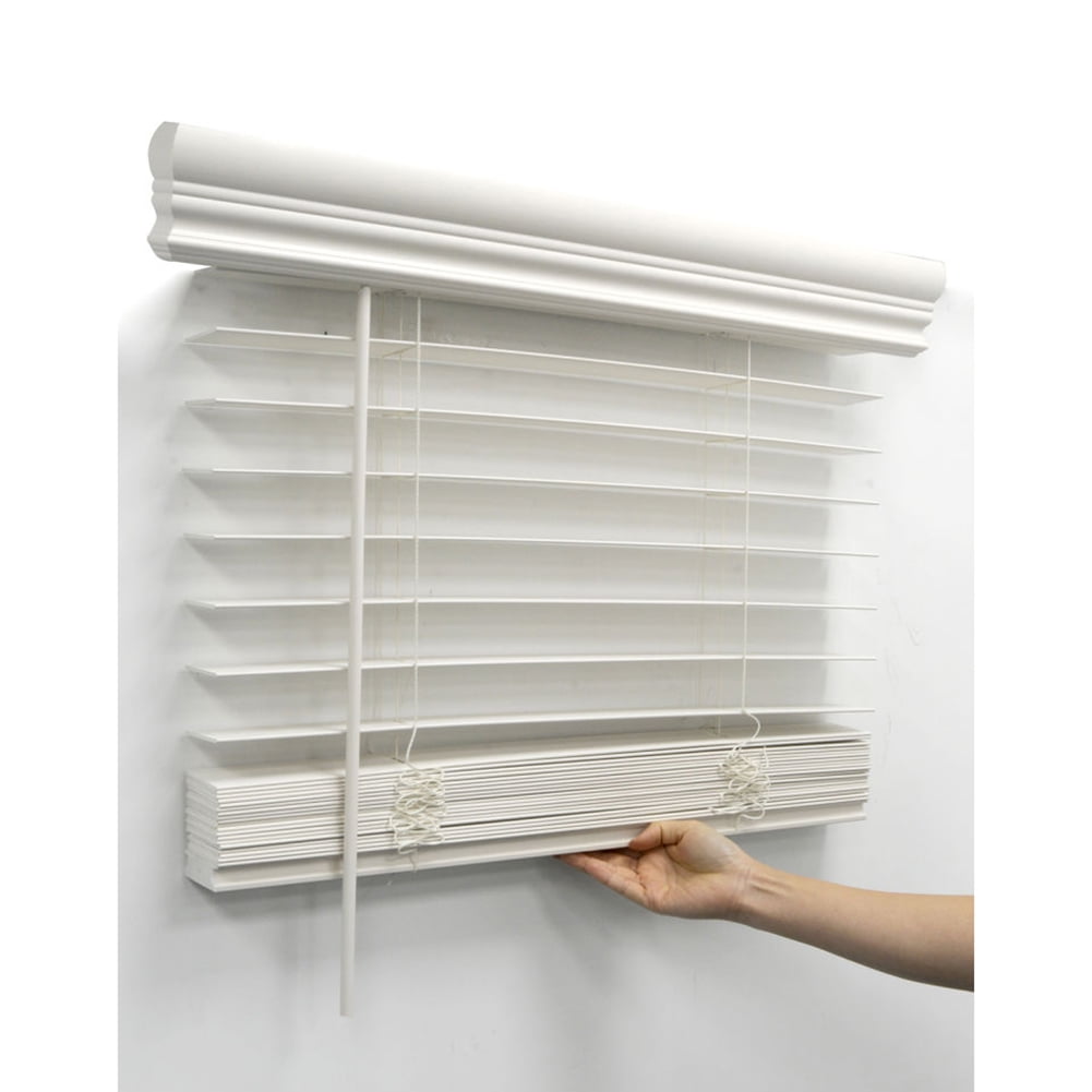 Kepooman 18" W X 48" H Indoor Faux Wood Venetian Horizontal Blinds, Shade for Living Room Bedroom Study Room, White
