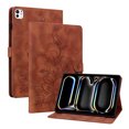 thumbnail image 2 of FJLBDE Case for iPad Pro 11 Inch (M4 2024/M5 2025), Embossed Flower PU Leather Flip Wallet Folio Stand Cover, Brown, 2 of 7