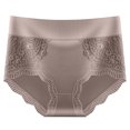 thumbnail image 4 of Plus Size Women Underwear, Women's Solid Color Lace Court Style Cotton Crotch Mid Waist Plus Size Flat Angle Underwear Khaki L, 4 of 6