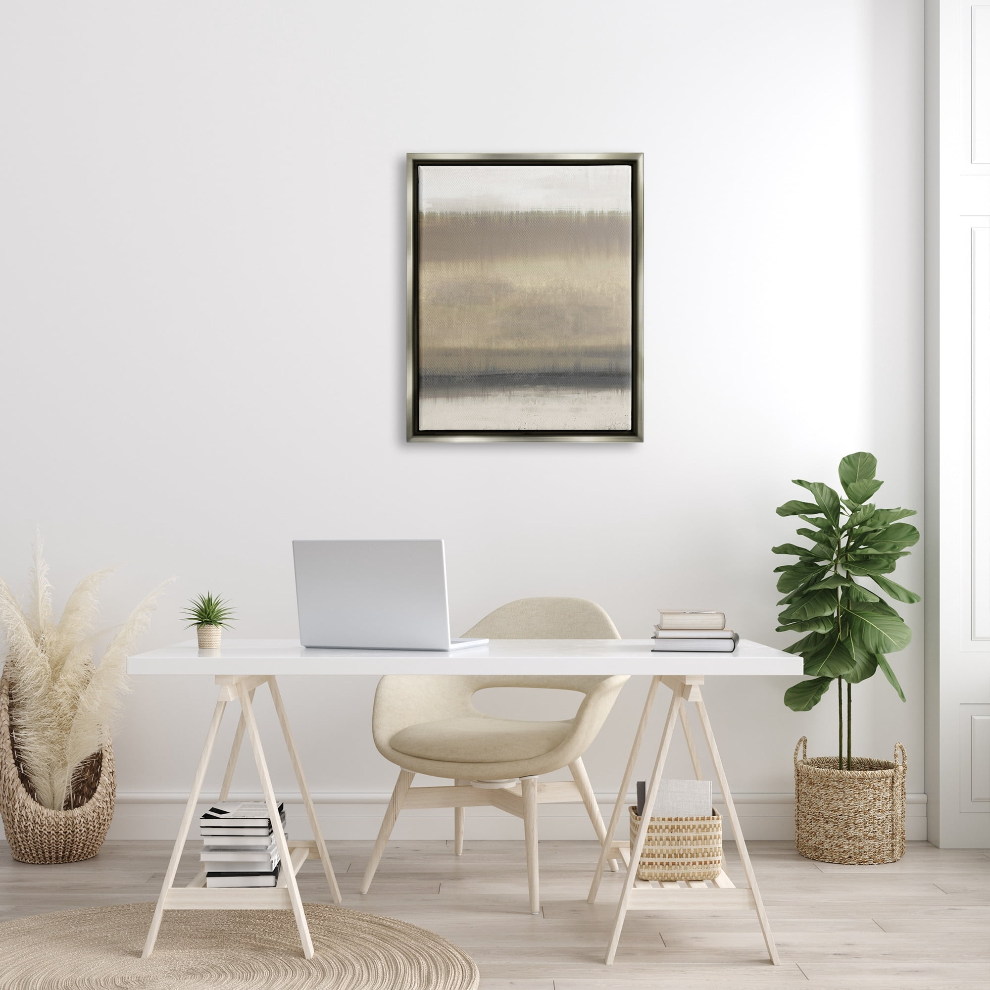 Stupell Industries Abstract Countryside Landscape Brown Grassland Painting Luster Gray Framed Floating Canvas Wall Art, 24x30, by Elizabeth Medley