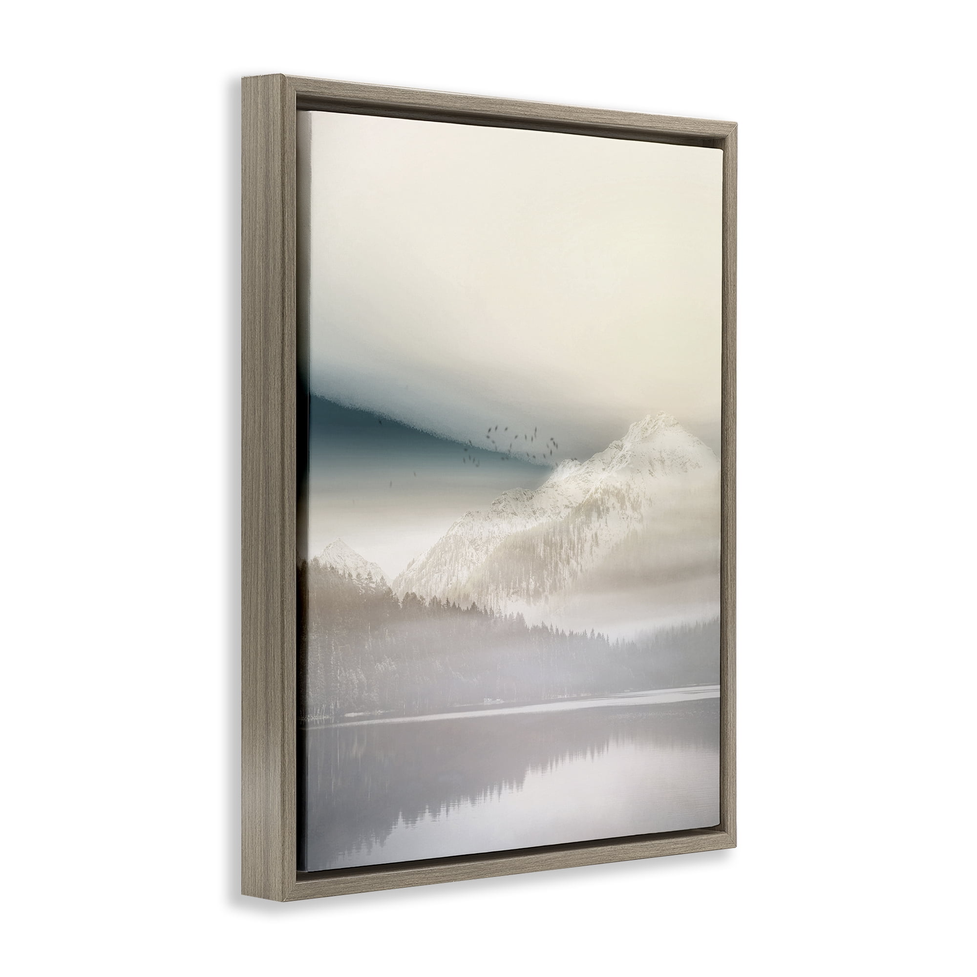 Stupell Industries Mountainous Vanilla Landscape Brown Framed Floater Canvas Wall Art, design by Gemma Bardot